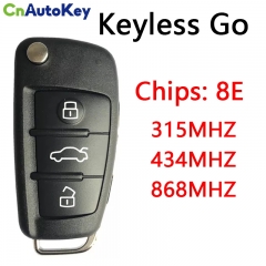 CN008090     Audi Q7, A6, S6 2006+ Flip Remote, 3Buttons 8E Chip,315/434/868NHZ  4F0837220AK 4F0 837 220 AK Keyless Go