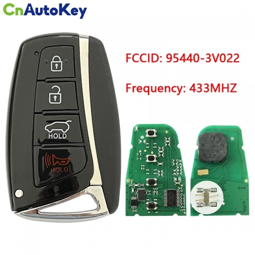 CN020227  Smart Key for Hyundai Azera 2015-2017 Buttons:3+1/ Frequency:433 MHz / Transponder: PCF7952/HITAG 2 / Part No: 95440-3V022 / Keyless Go