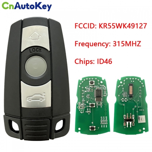 CN006025  BMW CAS3 Non-Proximity Remote Key 3 Buttons 315MHz PCF7945 Transponder FCC ID: KR55WK49127