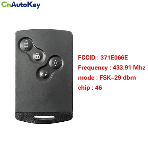 CN010076 For Renault Car Key FCC ID : 371E066E Frequency : 433.91 Mhz mode : FSK-29 dbm chip : 46