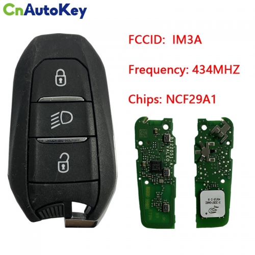 CN009043  2020 Peugeot 5008, 508   Smart Key, 3Buttons, IM3A HITAG AES NCF29A1, 434MHz Keyless Go
