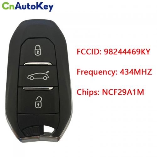 CN016044 OEM Smart Key for Citroen Buttons3 Frequency 434 MHz Transponder NCF 29A1M Blade signature VA2 Part No 98244469KY Keyless GO