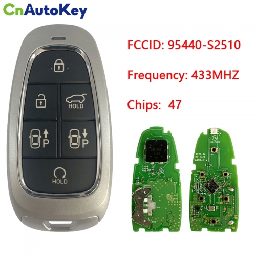 CN020265  Original PCB 6 Button Smart Key For Hyundai Santa Fe 2021+ Remote Fob 47 Chip 433MHz FCCID 95440-S2510 Keyless GO