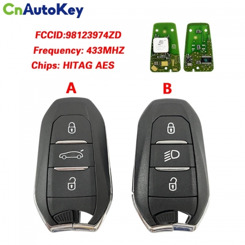 CN016032 Original 3 Buttons Smart Remote Key For Citroen 433 MHz Transponder HITAG AES