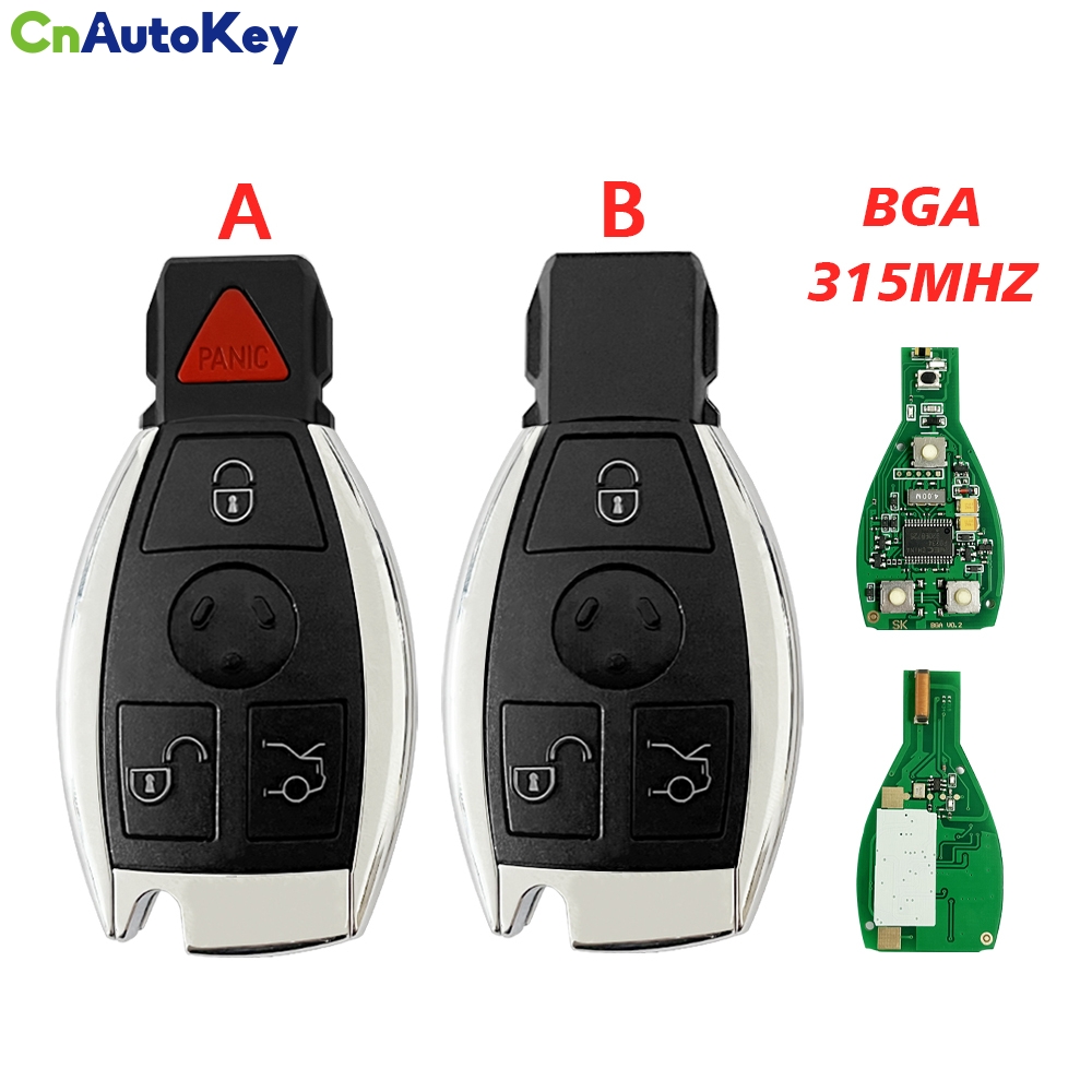 CN002098 BGA 315MHZ 3/3+1 Button Smart Remote Key Fob for Mercedes Benz A C E S Class GLK GLA W204 W212 W205 Replace Car Key Case Cover
