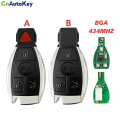 CN002097  BGA 434MHZ 3/3+1 Button Smart Remote Key Fob for Mercedes Benz A C E S Class GLK GLA W204 W212 W205 Replace Car Key Case Cover