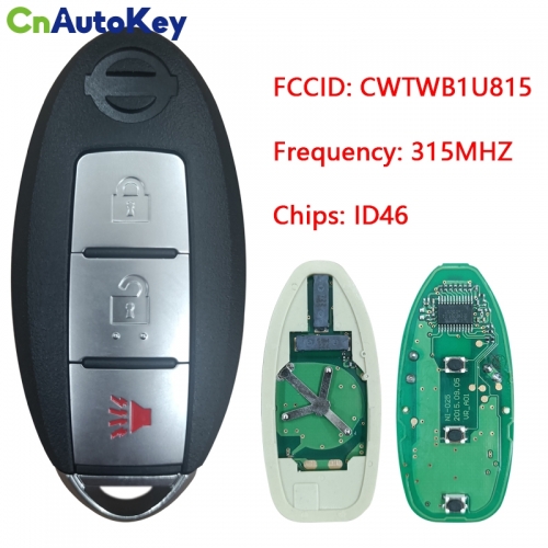 CN027001 315Mhz ID46 Chip PCF7952 Chip Smart Card Auto Remote Key Fit For Nissan Sunny FCC CWTWB1U815