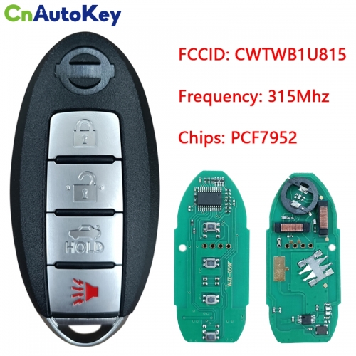 CN027039  315Mhz ID46 Chip PCF7952 Chip Smart Card Auto Remote Key Fit For Nissan Sunny FCC CWTWB1U815