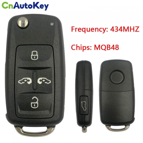 CN001121 Aftermarket VW Remote key Volkswagen Sharan / Transporder Megamos AES ID88 434Mhz