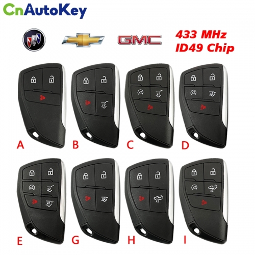 CN014106  Smart Prox Remote Car Key With 5 6 Buttons 433MHz ID49 Chip for Chevrolet Suburban Tahoe 2021 2022 Fob FCC ID: YG0G21TB2