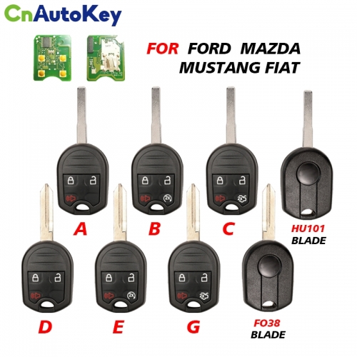 CN018132  OEM PCB 3/4 Buttons Remote Key For Ford C-Max F350 Escape Fiesta F150 Mustang Fit Mazda Uncut HU101 FO38 Blade Replace