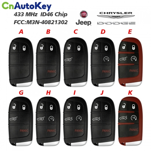 CN086054 2/3/4/5 Button 433MHz FCC M3N-40821302 Smart Remote Car Key Fob for For All ID46 434MHZ Jeep Dodge Fiat Chrysler Maserati Universal Smart Key