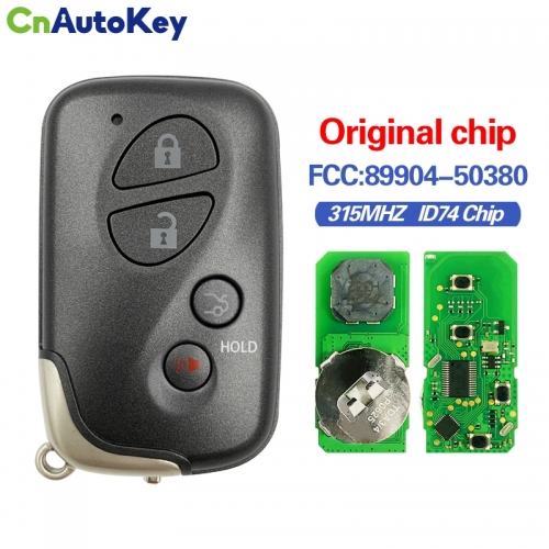 CN052032 Lexus ES, GS, IS, LS 2009+ Smart Key, 4Buttons, HYQ14AAB AEM-3370 P1 98 4D-67, 315MHz 89904-50380 Keyless Go