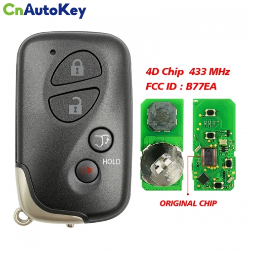 CN052054 Replacement 4 Button Lexus LX570 2009-2014 Smart Key Remote 89904-60850 89904-60851 FCCID B77EA P1 98 4D 67 433Mhz