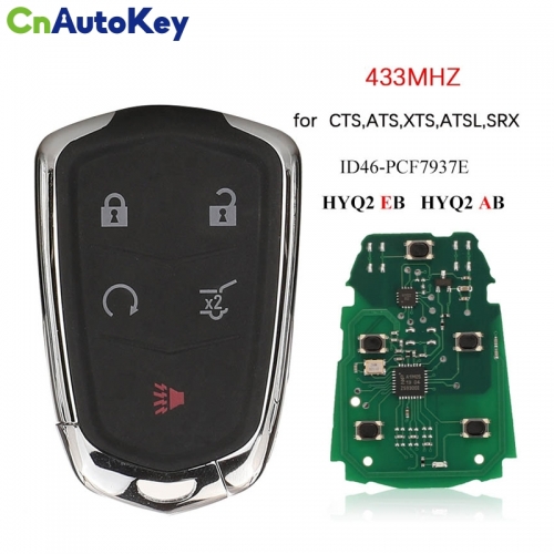 CN030002 Smart Remote Key 5 Button Keyless Entry Fob 433mhz for Cadillac XTS CTS CT6 ATS ATSL SRX 2017-2018 HYQ2EB HYQ2AB
