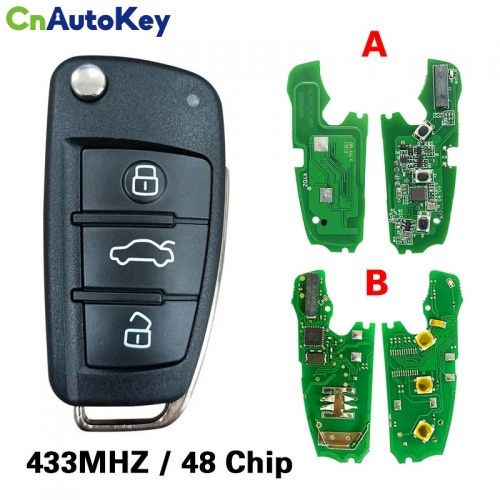 CN008025 FLIP Remote Key 3 Buttons For Audi A1 Q3 433mhz id48 8X0 837 220 D