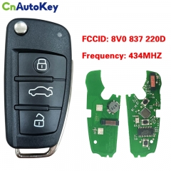 CN008044 FOR Audi A3  MQBRemote  Key 3 Button 434 MHz ID48 8V0 837 220D Keyless go