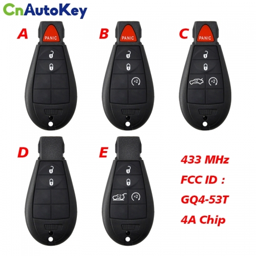 CN086040 for Jeep Cherokee / Cherokee Sport KL 2014 2015 2015 2017 2018 2019 Remote Key Fob Fobik 433MHz GQ4-53T PCF7961M 4A Chip