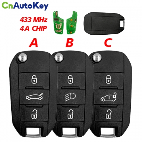 CN009052  Key Remote Peugeot 208 2008 508 308 C3 (2017-2022) Aes 4A 433MHZ