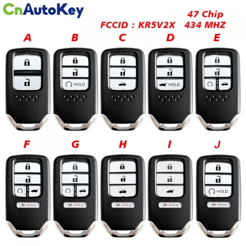 CN003136 for Honda Pilot CR-V Civic City Jazz Grace Fit Smart Remote Control Car Key With 2/ 3/ 4/ 5 Buttons 433MHz FCC ID: KR5V2X