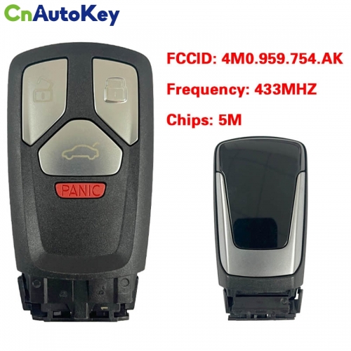 CN008054 MLB Suitable for Audi Q7 original remote control key 3+1buttons 433Mhz 5M chip FCC: 4M0 959 754 AK Keyless GO