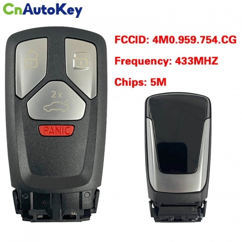 CN008143  MLB Suitable for Audi original remote control key 3+1buttons 433Mhz 5M chip FCC: 4M0 959 754 CG Keyless GO