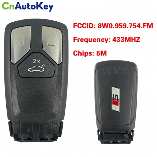 CN008150 MLB Suitable for Audi original remote control key 3 buttons 433Mhz 5M chip FCC: 8W0 959 754 FM Keyless GO