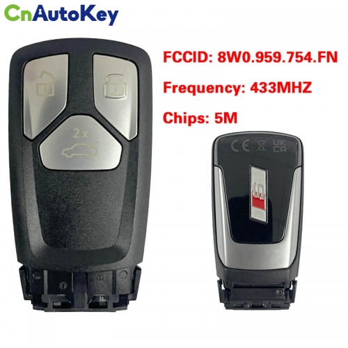 CN008149  MLB Suitable for Audi original remote control key 3 buttons 433Mhz 5M chip FCC: 8W0 959 754 FN Keyless GO