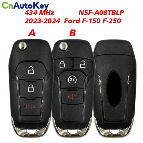 CN018136 3/4 Button For 2023-2024 Ford F-150  F-250 Remote Start Flip Key 434mhz FCC ID ：N5F-A08TBLP