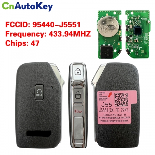 CN051193  KIA Stinger 2022 Genuine Smart Remote Key 3+1 Buttons 433MHz 95440-J5551