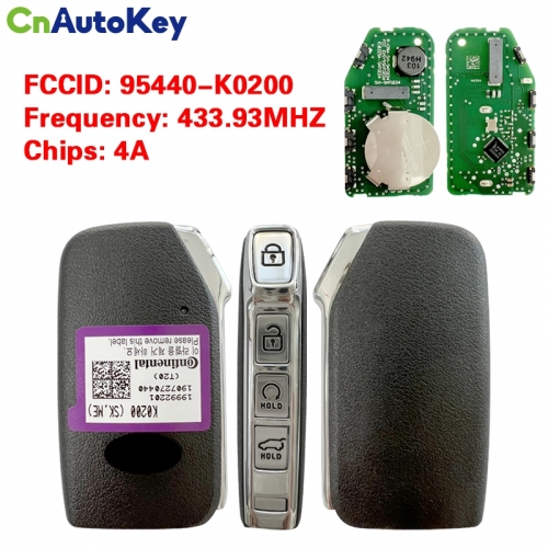 CN051198  KIA Soul 2019 Genuine Smart Remote Key 4 Buttons 433MHz 95440-K0200