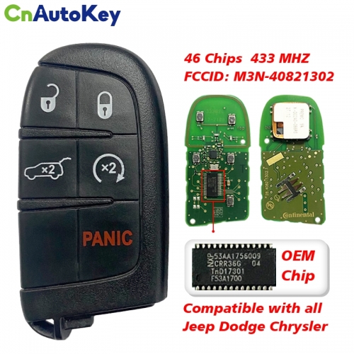 CN086015 2014-2020 Jeep Grand Cherokee / 5-Button Smart Key / PN: 68143505AC / M3N40821302 (OEM)