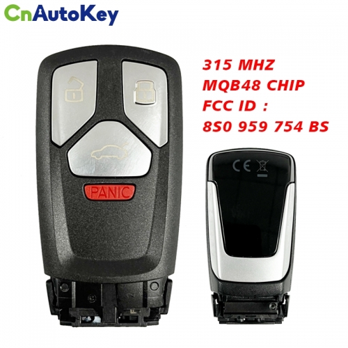 CN008175 Original 3+1 Buttons For Audi A3 Q2 Q3 TT TTS Remote Control key 315 Mhz MQB48 chip FCC: 8S0 959 754 BS Keyless GO