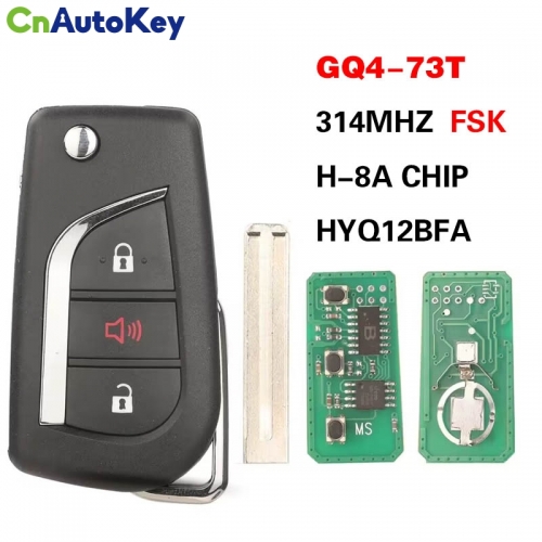 CN007314  Flip Remote Car Key 314MHz FSK H 8A Chip for Toyota RAV4 Camry Corolla 2015-2021, FCCID: GQ4-73T