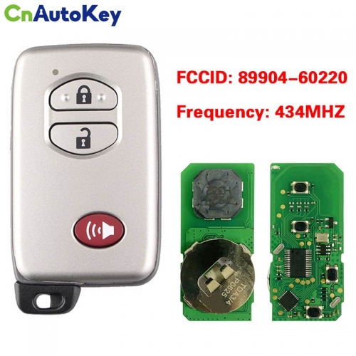 CN007176 For Toyota Land Cruiser 2007+ Smart Key, 3Buttons, B53EA P1 D4 4D-67 Chip, 433MHz Light Gray 89904-60220 Keyless Go A433