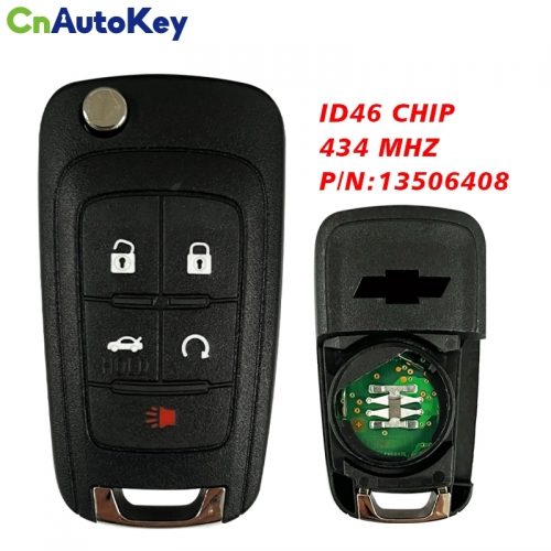 CN014119 Original Keyless Chevrolet 5 Button Remote Head Key HU100 Part Number 13506408  ID46 Chip 434MHZ