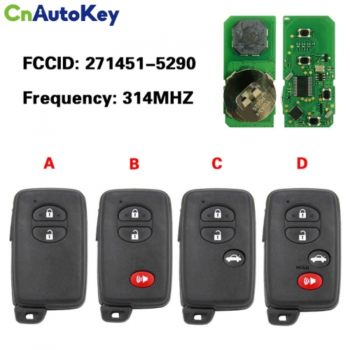 CN007077 For Toyota Rav4, Highlander, Land Cruiser 2007+ Smart Key, 3Buttons, HYQ14ACX P1 D4 4D-67 Chip, 314MHz 89904-48100 Keyless Gonumber 271451-52