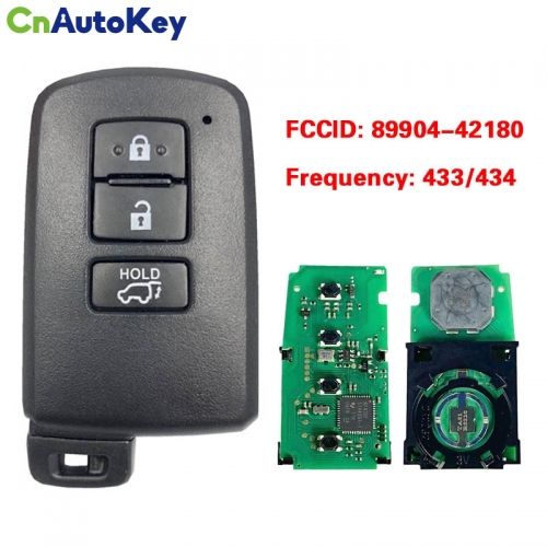 CN007087 For Toyota Rav4 Smart Key, 3Buttons, BA2EQ P4 88 DST-AES Chip, 433MHz 89904-42180 89904-42321 Keyless Go