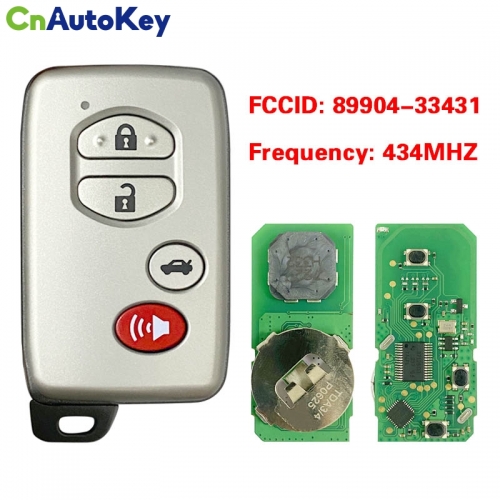 CN007173 Toyota Aurion 2010+ Smart Key, 4Buttons, B77EA P1 98 4D-67, 433MHz Light Gray 89904-33430 89904-33431 Keyless Go