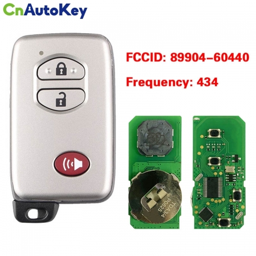 CN007172 For Toyota Land Cruiser 2008+ Smart Key, 3Buttons, B77EA P1 98 4D-67 Chip, 433MHz Light Gray 89904-60440 89904-60790 89904-60791