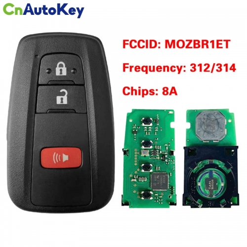 CN007181 3 Buttons Smart Proximity Remote Car Key Fob 314.3MHz 8A Chip for Toyota C-HR 2018 2019, FCC MOZBR1ET, Model BR1ET