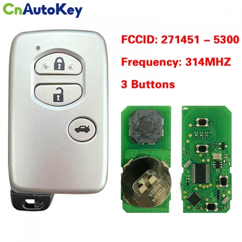 CN007273  Aftermarket 271451 - 5300 3 button smart key for Toyota 314mhz 5290B