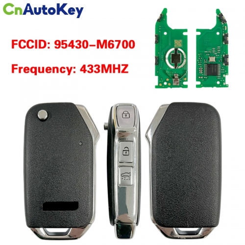 CN051223 For KIA Cerato 2022 Flip Remote Key 3 Buttons 433MHz 95430-M6700 8A Texas Crypto 128-bits AES