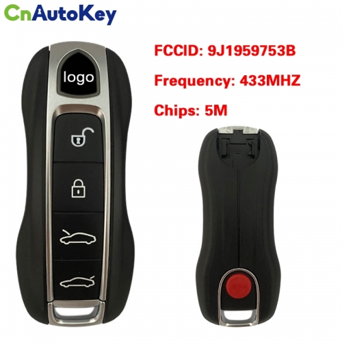 CN005021  OEM Smart Key for Porsche Buttons:4+1 / Frequency: 433MHz / Blade signature: HU162T / Part No: 9J1959753B / Keyless GO