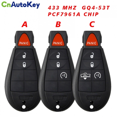 CN087061 3/4/5 Buttons GQ4-53T Remote Car Key 4 Buttons 433MHz PCF7961A Chip for Dodge RAM 1500 2500 3500 4500 2013-2018