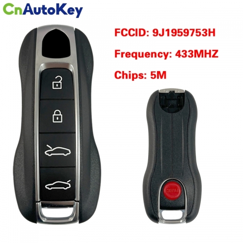 CN005036 OEM 4+1 Button Auto Smart Remote Car Key For Porsche Remote/ Frequency : 433MHZ / FCC ID: 9J1959753H / 5M Chip / Keyless GO