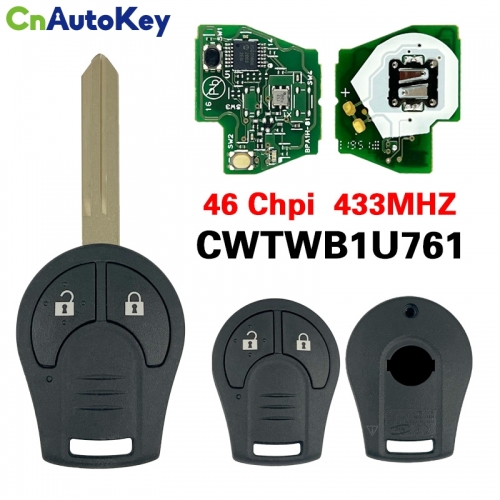 CN027020 Genuine NISSAN Micra key head remote, 2buttons, FCC ID:CWTWB1U761, PCF7936 chip,