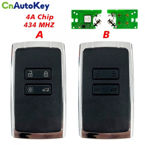 CN010041   4 Buttons Smart Car Key for Renault  Frequency 434 MHz 4A Chip NCF29A1 Keyless GO