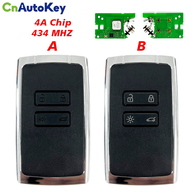 CN010041   4 Buttons Smart Car Key for Renault  Frequency 434 MHz 4A Chip NCF29A1 Keyless GO