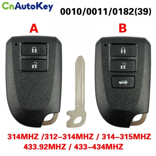 CN007237  New Aftermarket For Toyota YARIS L YARIS VIOS 2/3 Button 0010/0011/0182 Model 315/433/434mhz 8A Chip